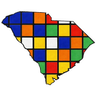Soda City Cubing logo: a Rubik's Cube in the shape of South Carolina